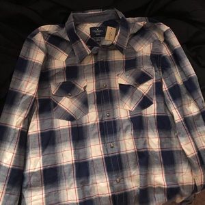 AEO Blue, Cream & Red Plaid Shirt XXL NWT